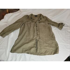 Autograph Woman linen button down 3/4 sleeve 1X